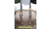 Multi Color Beaded Long Braided Necklace Fashion
